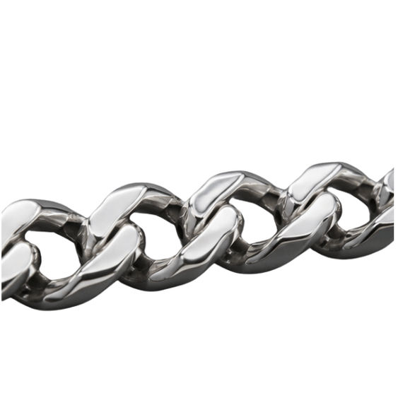Silver Bracelet Men’S Polished Silver Twisted Link Chain Necklace - Angular Geometric Stainless Steel Statement Chain - ABR62349 front view