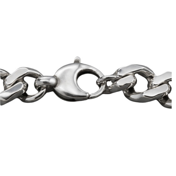 Silver Bracelet Men’S Polished Silver Twisted Link Chain Necklace - Angular Geometric Stainless Steel Statement Chain - ABR62349 side view
