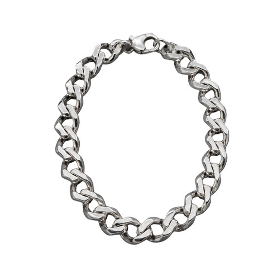 Silver Bracelet Men’S Polished Silver Twisted Link Chain Necklace - Angular Geometric Stainless Steel Statement Chain - ABR62349 detail view