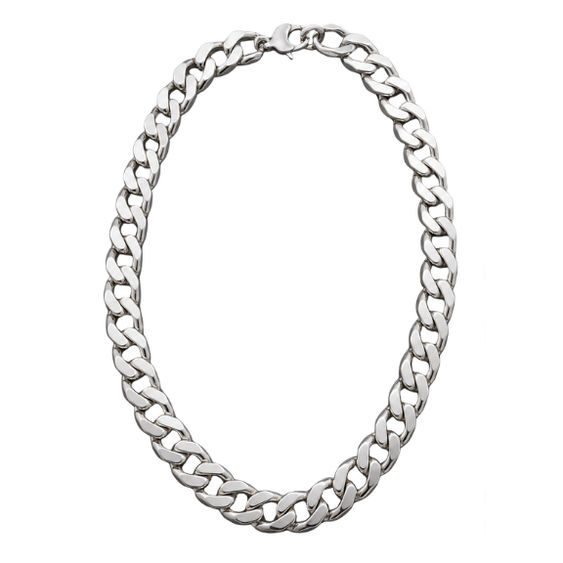 Silver Men’S Silver Bamboo Link Chain Necklace - Bold Sculptural Stainless Steel Statement Chain - Acc72017