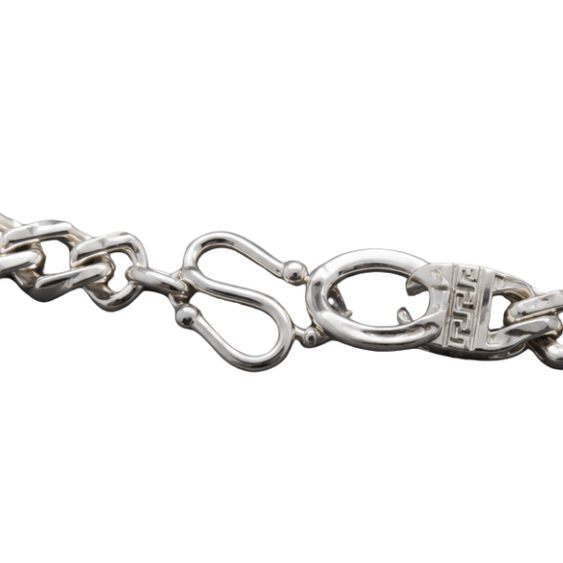 Silver Men’S Silver Bamboo Link Chain Necklace - Bold Sculptural Stainless Steel Statement Chain - ACC72018 side view