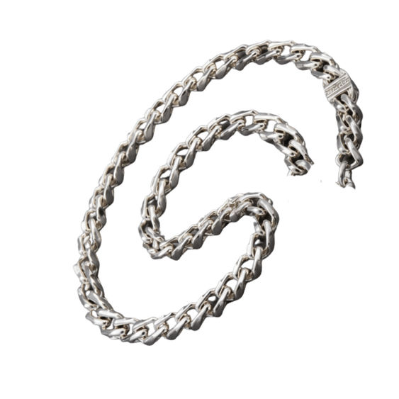 Silver Men’S Silver Bamboo Link Chain Necklace - Bold Sculptural Stainless Steel Statement Chain - ACC72018 close-up view