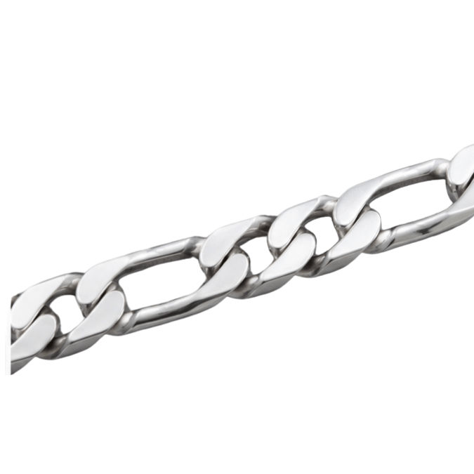 Silver Men’S Polished Silver Figaro Chain Necklace - Classic Heavy Stainless Steel Statement Chain - Acc72015