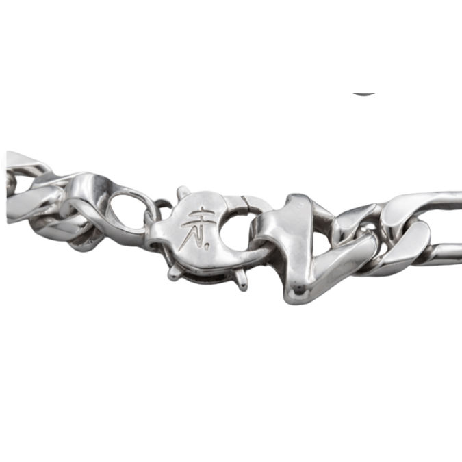Silver Men’S Polished Silver Figaro Chain Necklace - Classic Heavy Stainless Steel Statement Chain - ACC72015 side view