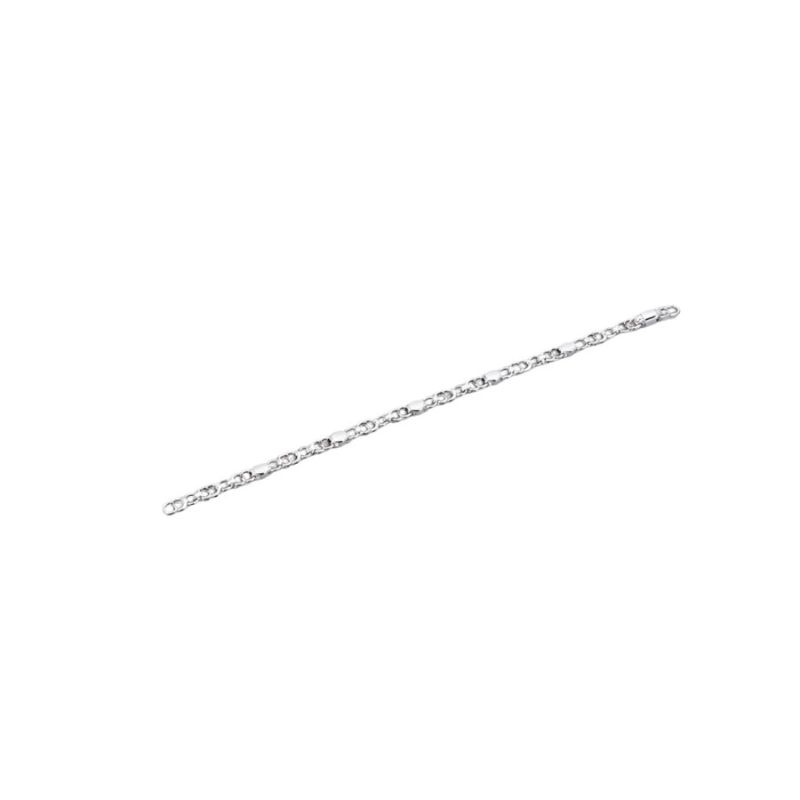 Silver Men’S Polished Silver Geometric Station Chain Bracelet - Minimalist Stainless Steel Wristband - ABR62224 side view