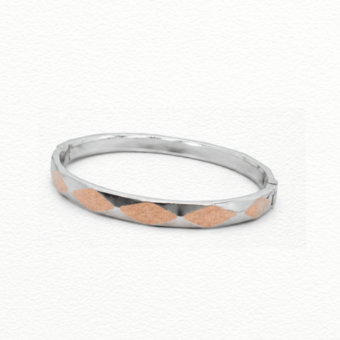 Silver Rose Leaf Men’S Silver Kada - ABR62238 side view