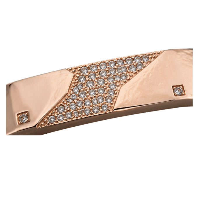 Silver Men’S Rose Gold Geometric Cz Bar Bracelet - ABR62261 side view
