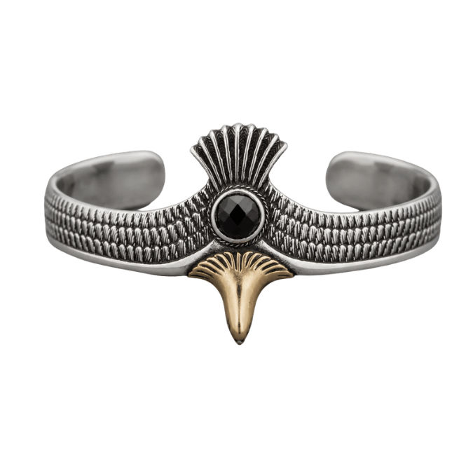 Silver Kada Men’S Vintage Silver Eagle Cuff Bracelet - ABR62243 detail view