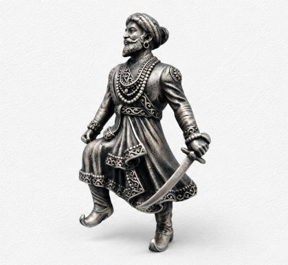Silver Men’S 925 Sterling Silver Chhatrapati Shivaji Maharaj Warrior Lapel Pin - Antique Oxidized Brooch - Sac60158