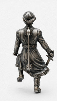 Silver Men’S 925 Sterling Silver Chhatrapati Shivaji Maharaj Warrior Lapel Pin - Antique Oxidized Brooch - SAC60158 close-up view