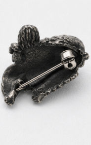 Silver Men’S 925 Sterling Silver Chhatrapati Sambhaji Maharaj Lion Fight Lapel Pin - Antique Oxidized Brooch - SAC60157 close-up view