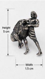 Silver Men’S 925 Sterling Silver Chhatrapati Sambhaji Maharaj Lion Fight Lapel Pin - Antique Oxidized Brooch - SAC60157 detail view