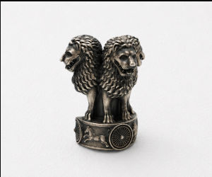Silver Men’S 925 Sterling Silver Lion Capital Emblem Lapel Pin - Ashoka Stambha Brooch - Sac60159