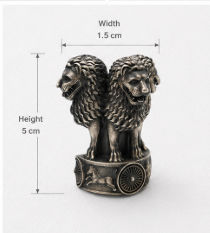 Silver Men’S 925 Sterling Silver Lion Capital Emblem Lapel Pin - Ashoka Stambha Brooch - SAC60159 detail view