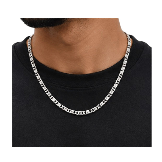Silver Men’S Oxidized 925 Sterling Silver Segmented Link Chain Necklace - Acc71982
