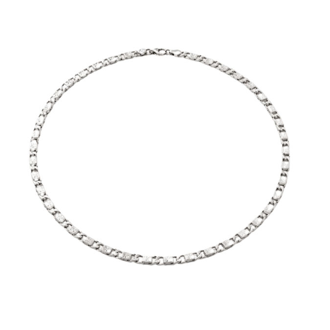 Silver Men’S Oxidized 925 Sterling Silver Segmented Link Chain Necklace - ACC71982 side view