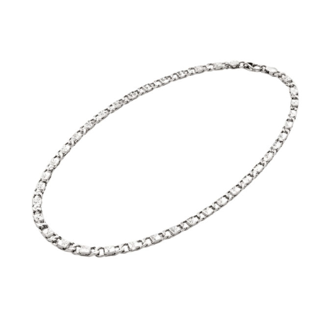 Silver Men’S Oxidized 925 Sterling Silver Segmented Link Chain Necklace - ACC71982 close-up view
