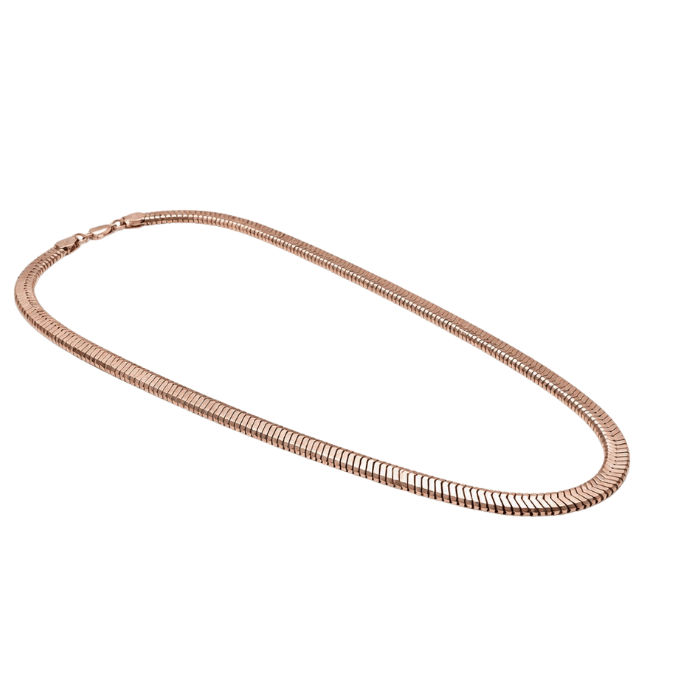 Silver Men’S Rose Gold Plated Sterling Silver Herringbone Chevron Chain Necklace - ACC71991 side view
