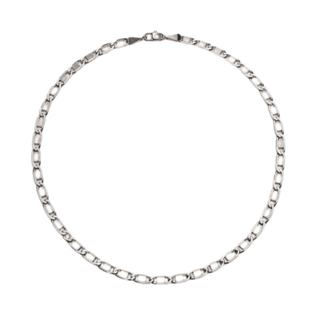 Silver Men’S Diamond-Cut Engraved Station Bar Chain Necklace - Acc71996