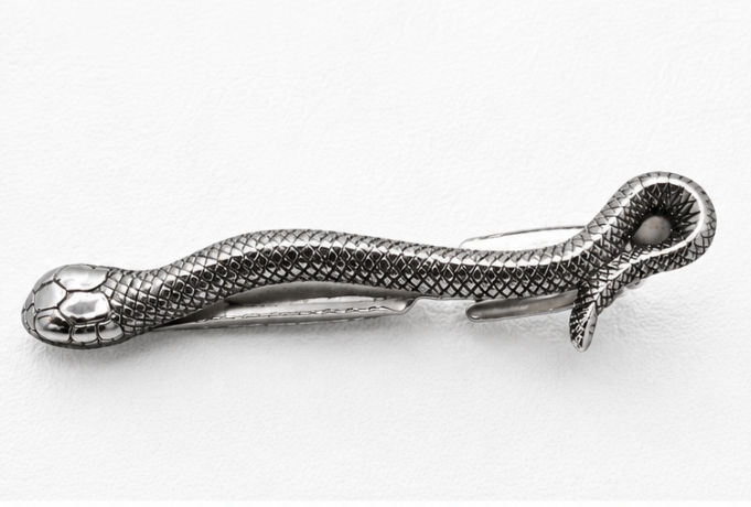 Silver Tie Pin Men’S 925 Sterling Silver Textured Snake Tie Clip - Antique Oxidized Serp Ent Tie Bar - Sac60168