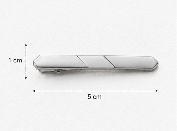 Silver Tie Pin Men’S 925 Sterling Silver Geometric Diagonal Engraved Tie Clip - Classic Tie Bar - SAC60167 close-up view