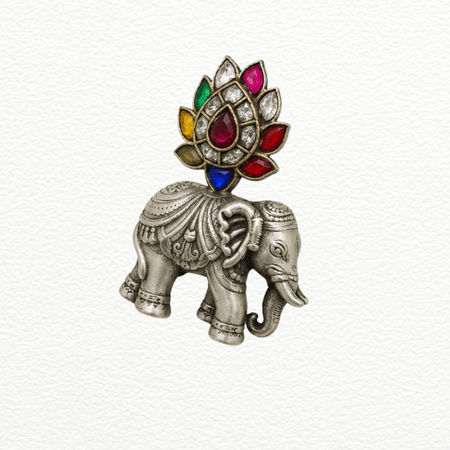 Silver Brooch Royal Elephant Pendant For Men - 925 Sterling Silver - SAC60278 front view