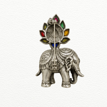 Silver Brooch Royal Elephant Pendant For Men - 925 Sterling Silver - SAC60278 side view