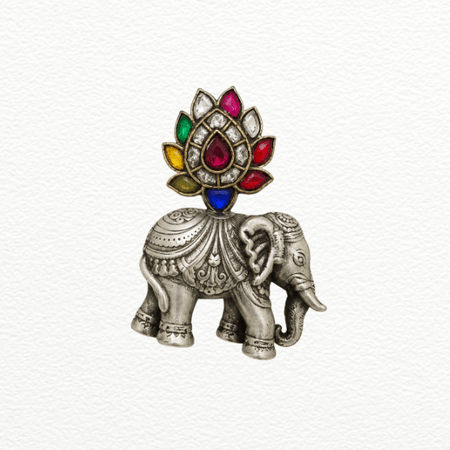 Silver Brooch Royal Elephant Pendant For Men - 925 Sterling Silver - SAC60278 close-up view