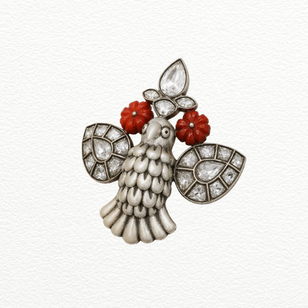 Silver Brooch Peacock Pendant For Men - 925 Sterling Silver - SAC60273 front view