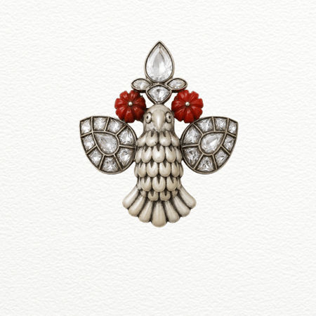 Silver Brooch Peacock Pendant For Men - 925 Sterling Silver - SAC60273 close-up view