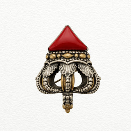 Silver Brooch Trident Pendant For Men - 925 Sterling Silver Description - SAC60271 front view
