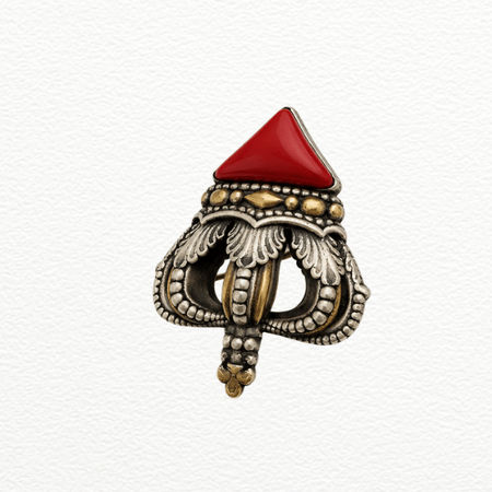 Silver Brooch Trident Pendant For Men - 925 Sterling Silver Description - SAC60271 side view