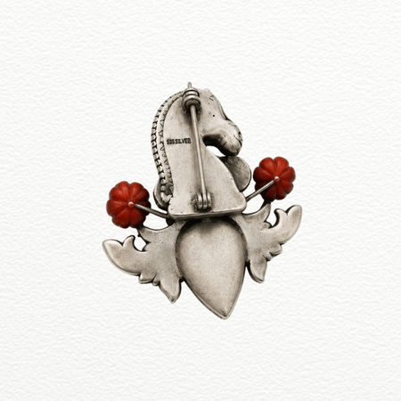 Silver Brooch Horse Crest Pendant For Men - 925 Sterling Silver - SAC60265