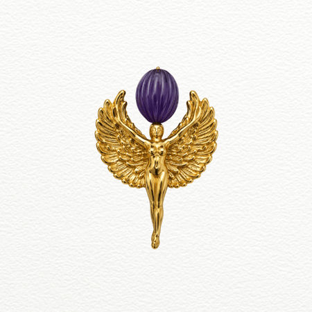 Silver Brooch Winged Guardian Pendant For Men - 925 Sterling Silver - SAC60262