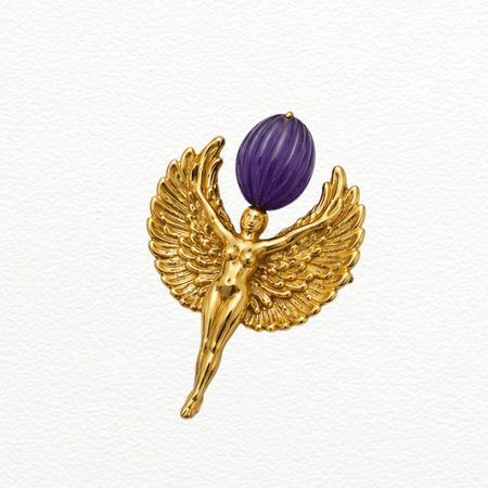 Silver Brooch Winged Guardian Pendant For Men - 925 Sterling Silver - SAC60262 side view
