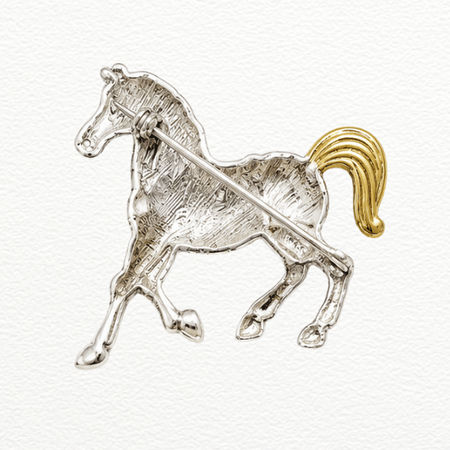 Silver Brooch Royal Horse Pendant For Men - 925 Sterling Silver - SAC60258 side view