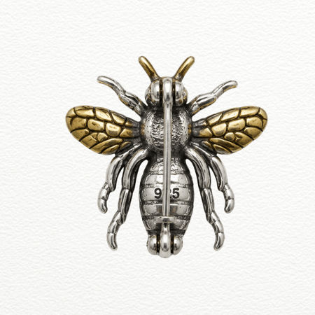 Silver Bee Brooch For Men - 925 Sterling Silver - SAC60257 side view