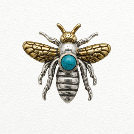Silver Bee Brooch For Men - 925 Sterling Silver - SAC60257 close-up view
