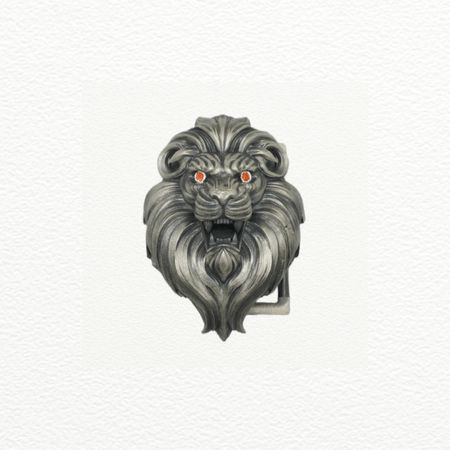 Silver Lion Head Belt Buckle For Men - 925 Sterling Silver - SAC60237
