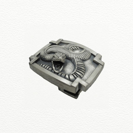 Silver Cobra Belt Buckle For Men - 925 Sterling Silver - SAC60236 side view