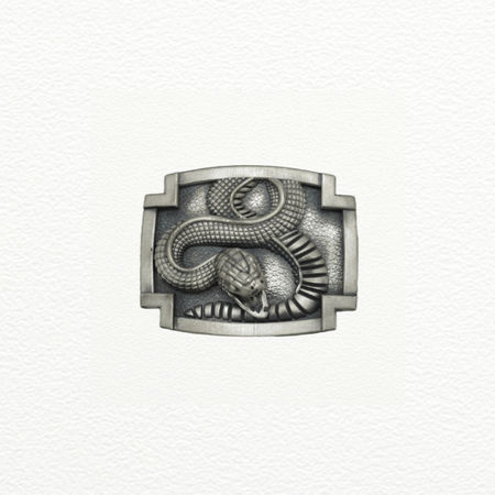 Silver Cobra Belt Buckle For Men - 925 Sterling Silver - SAC60236 close-up view