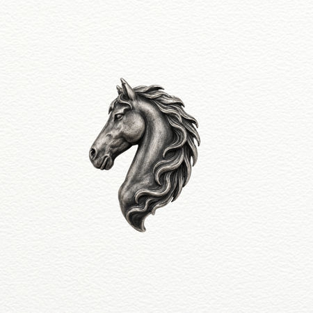 Silver Horse Head Brooch For Men - 925 Sterling Silver - SAC60235