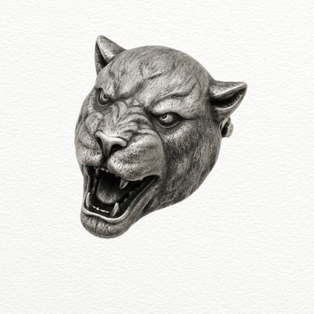 Silver Panther Head Brooch For Men - 925 Sterling Silver - SAC60204 side view