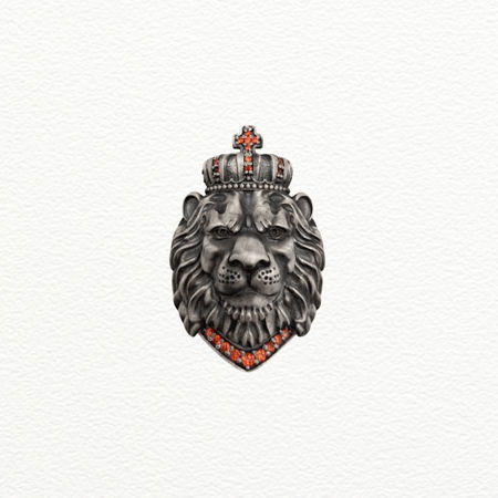 Silver Crowned Lion Brooch For Men - 925 Sterling Silver - SAC60232 side view