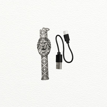 Silver Lion Head Rechargeable Lighter For Men - 925 Sterling Silver - SAC60226 close-up view