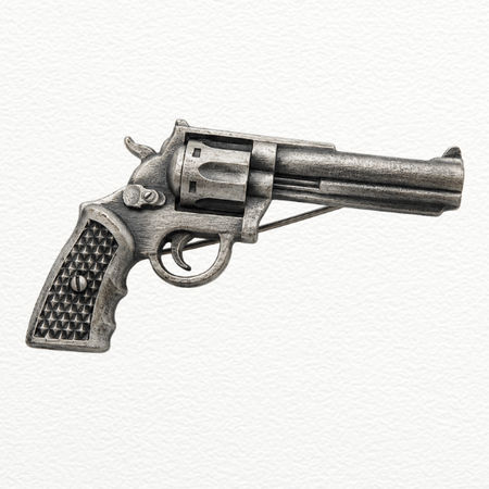 Silver Product Name Revolver Brooch For Men - 925 Sterling Silver - SAC60214 side view