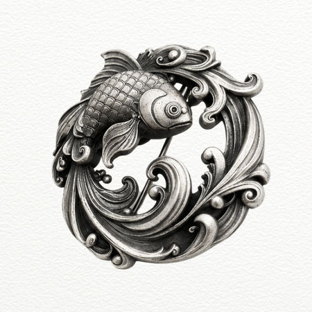 Silver Koi Fish Brooch For Men - 925 Sterling Silver - SAC60211