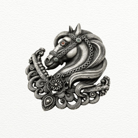 Silver Royal Horse Brooch For Men - 925 Sterling Silver - SAC60205