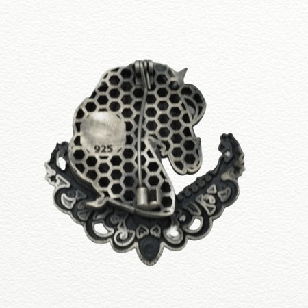 Silver Royal Horse Brooch For Men - 925 Sterling Silver - SAC60205 side view