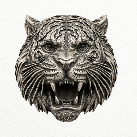 Silver Tiger Head Brooch For Men - 925 Sterling Silver - SAC60204